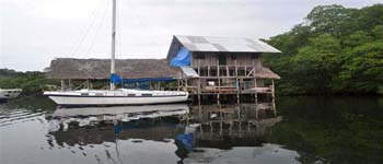 Vue du ponton de la finca de 12 has, Bocas del Toro, Panama